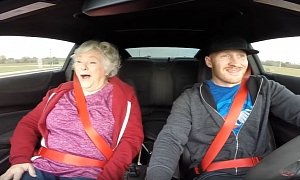 75YO Mom Rides in Her Son's 850 HP 2017 Camaro ZL1, Car Fishtails