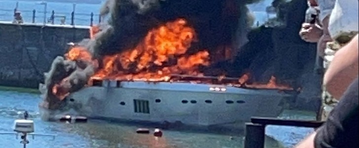 Rendezvous, a Princess Yachts Y85 model estimated at $7.6 million, burned and sank in Devon, UK