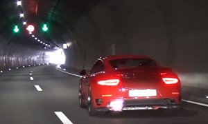 780 HP Porsche 911 Turbo S Turns Flamethrower in Loud Tunnel Run