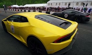800 HP Blown Lamborghini Huracan Drag Races 650 HP Porsche 911 Turbo S in Russia