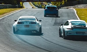 800 HP Toyota Supra Passes Porsche 911 GT3 RS on Nurburgring, Drifting Occurs