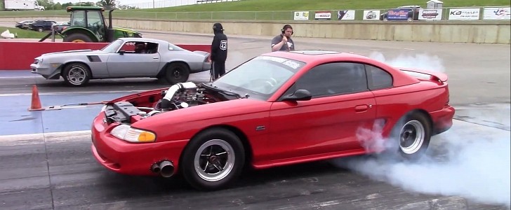 1994 Ford Mustang 8.2 Deck Small Block single turbo testing on DRACS