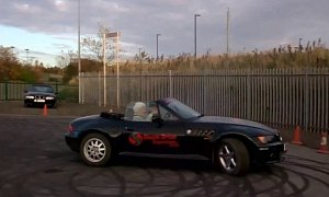 82-Year Old Lady Does Donuts with a BMW Z3 Convertible