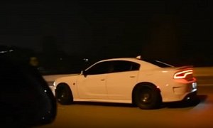 870 HP Charger Hellcat Drag Races 900 HP Cadillac CTS-V In Texas Street Fight