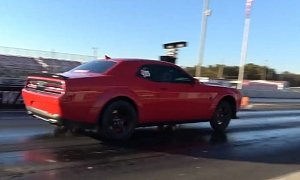 8s Nitrous Dodge Demon Hits the Drag Strip, Gets Warmed Up