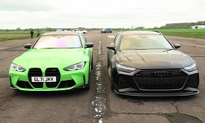 900 HP Audi RS 6 Gaps 800 HP BMW M3 Competition in a Drag Battle for the Ages