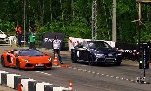 900 HP Audi RS7 Takes On Aventador, Porsche 911 Turbo S in Russian Drag Races