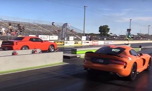 900 HP Twin-Turbo Dodge Challenger with Carbon Fiber Driveshaft Goes Drag Racing