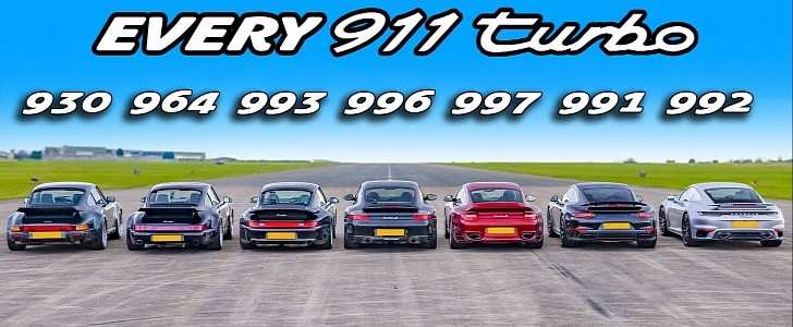 911 Turbo Drag Race Has all Seven Generations Lined up, Looks Like Porsche Heaven