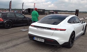950 HP VW Golf R32 Races Porsche Taycan Turbo S and It’s Like Tyson Fighting Mayweather
