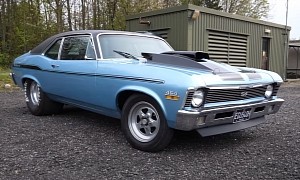9.8-Liter 800-HP Chevrolet Nova Is a Drag Racing Car Washed Up on the Street