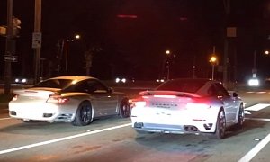 9s Porsche 911 Turbos Drag Race on the Street, Cause Mayhem