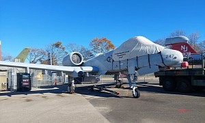 A-10 Warthog Sits Guarding the Factory It Was Born In. 30mm Gun Hidden Behind Cover