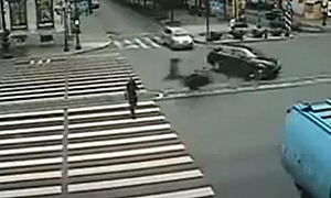A Car, a Bike and an Unlucky Pedestrian
