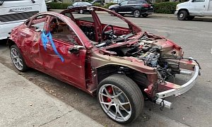 A Completely Smashed 2020 Tesla Model 3 Is Still Driveable, Up for Sale Now