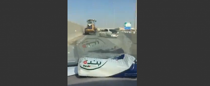 Front loader on Saudi highway