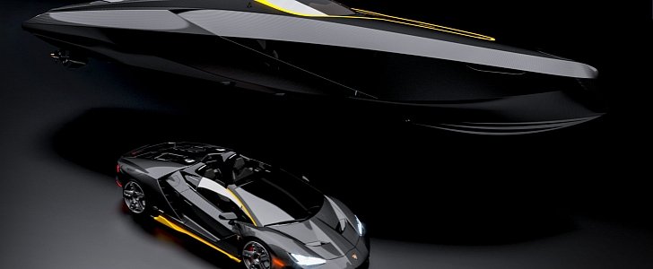 A43 concept speedboat, inspired by Lamborghini Centenario Roadster