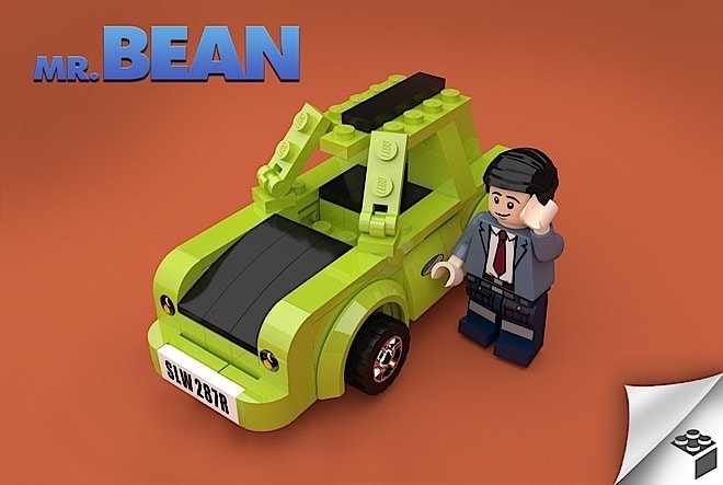 A Man Designed a Mr. Bean Lego Play Set with Famous Green Car - autoevolution
