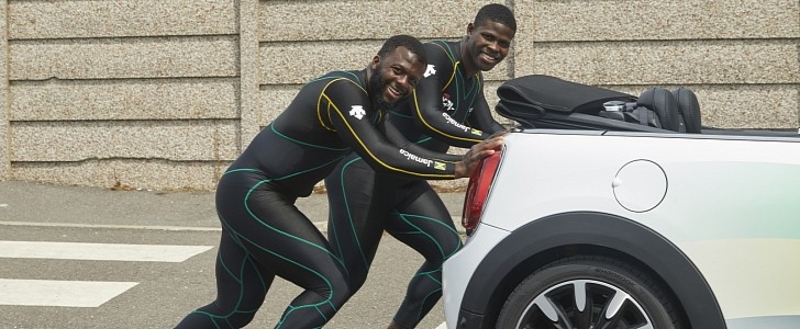 Shanwayne Stephens and Nimroy Turgott of the Jamaican bobsleigh national team get a MINI Convertible to train with