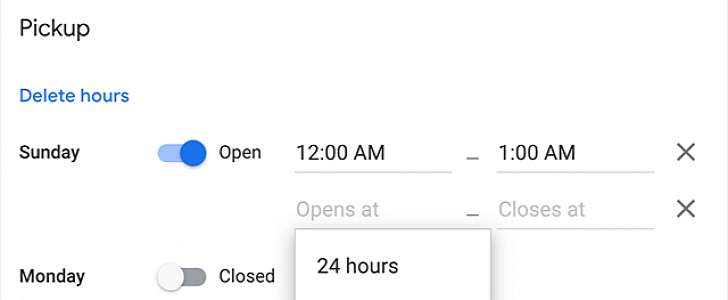 New Google business hour information options