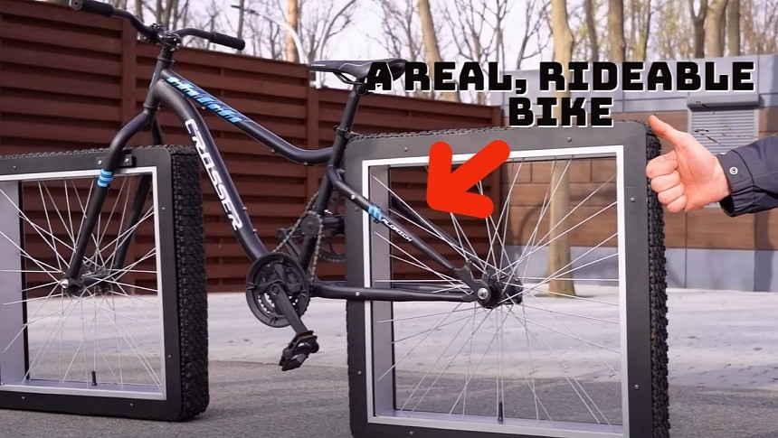 The square-wheel bike is a DIY bicycle that you can really ride