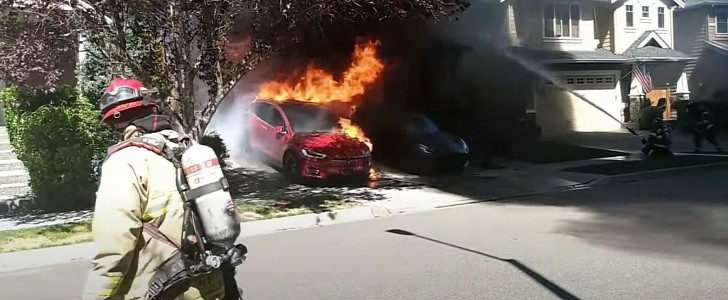 Tesla Model X Burning Down