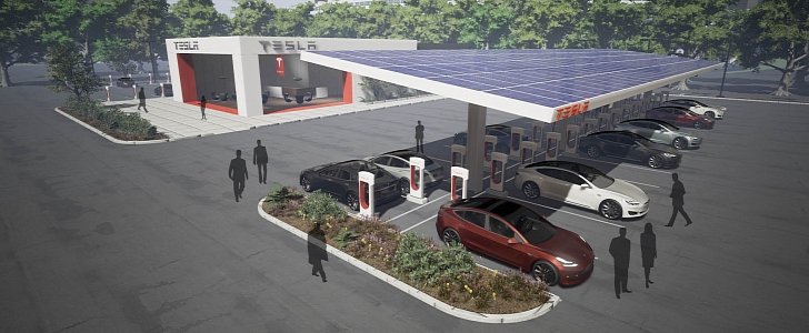 Tesla Supercharger station sketch