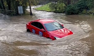 A Vauxhall Insignia Can't Cross a Flooded "Ford", Gets Stuck, Damaged, and Abandoned