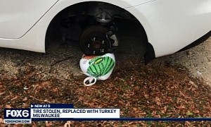 A Very Un-Thanksgiving Wheel Theft: Man Finds Car Propped on Frozen Turkey