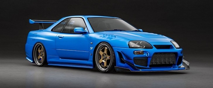 A80 Toyota Supra combined with A70 and R34 Bayside Blue Nissan Skyline GT-R
