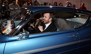 Aaron Paul Drives a 1969 Ford Gran Torino at "Need for Speed" Premiere in Hollywood
