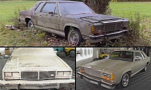 Abandoned 1982 Ford Crown Victoria Springs Back to Life After First Wash in 30 Years
