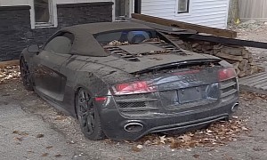Abandoned Audi R8 Has Been Sitting Still for Five Years, Cold Start Brings So Much Smoke