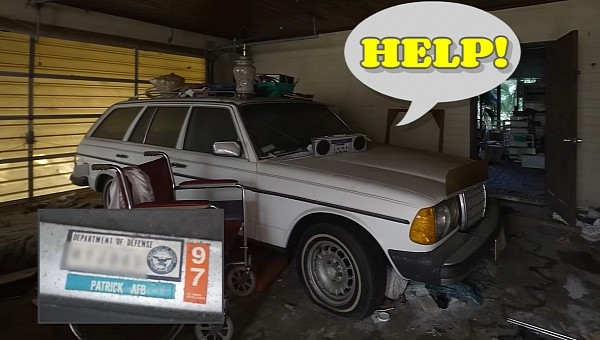 abandoned Mercedes-Benz W123 wagon