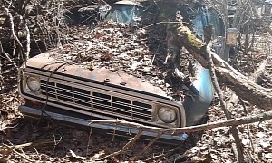 Abandoned House in the Woods Has a Yard Full of Old Cars and Trucks