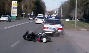 Absent-Minded Rider Rear-Ends Russian Police Car