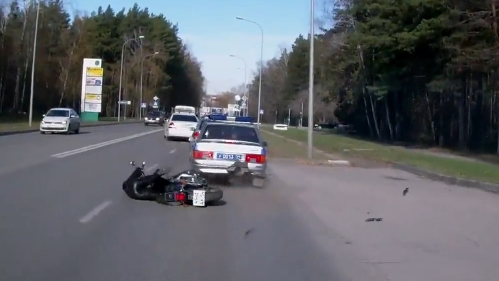 Absent-Minded Rider Rear-Ends Russian Police Car