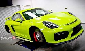 Acid Green Porsche Cayman GT4 Gets Full Detailing, the Images Are Amazing