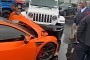 Acura NSX Crashes Into Jeep at Chrysler-Dodge Dealership, Gets Its Lights Knocked Out