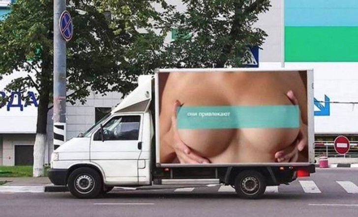 Ad Showing Woman’s Breasts in Russia