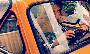 Adriana Lima Looks Geekish-Hot in a Bubble Car