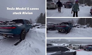 Adventure Truck Rivian R1T Needed Rescue From a Tesla Model S, the Devil's in the Details