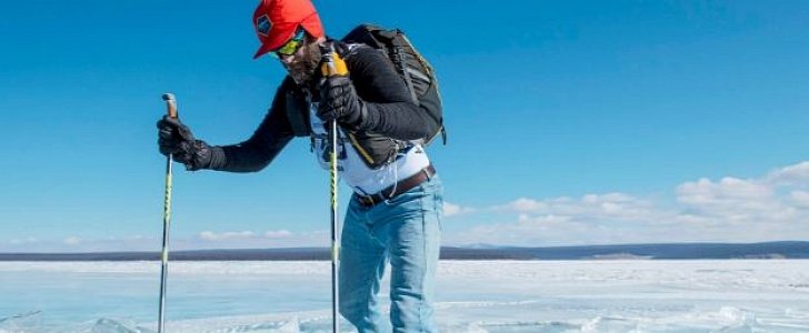 Peter Messervy-Gross crossed a frozen Mongolian lake in jeans and brogues
