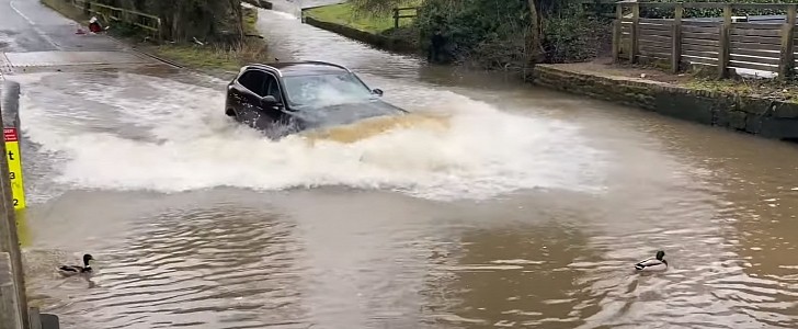 Jaguar F-PACE crossing water