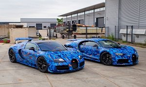 Afrojack's Bugatti Chiron and Veyron Get Matching Blue Camo Wraps