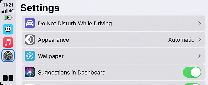 CarPlay settings on iOS 14