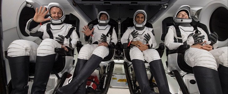 Crew-3 astronauts  are seen inside the SpaceX Crew Dragon Endurance spacecraft 