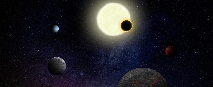 Illustration of an exoplanet system