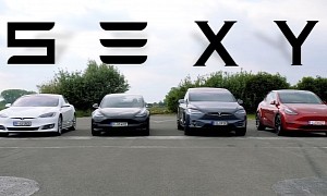 Airfield Tesla Model Y and S, 3, X Drag Race Has Predictable Raven Outcome
