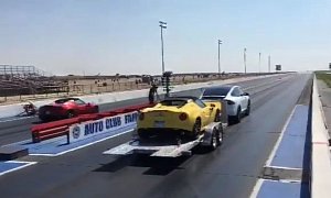 Alfa-Romeo 4C Battles Another 4C Towed by a Tesla Model X in Drag Race